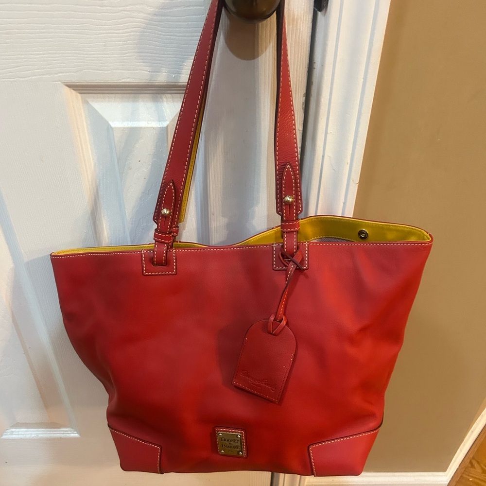 Red Leather Tote Bag